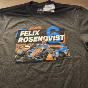 Men's Auto Racing T-Shirt Sz M Gray Graphic Tee NEW w/ Tags | Rosenqvist IndyCar